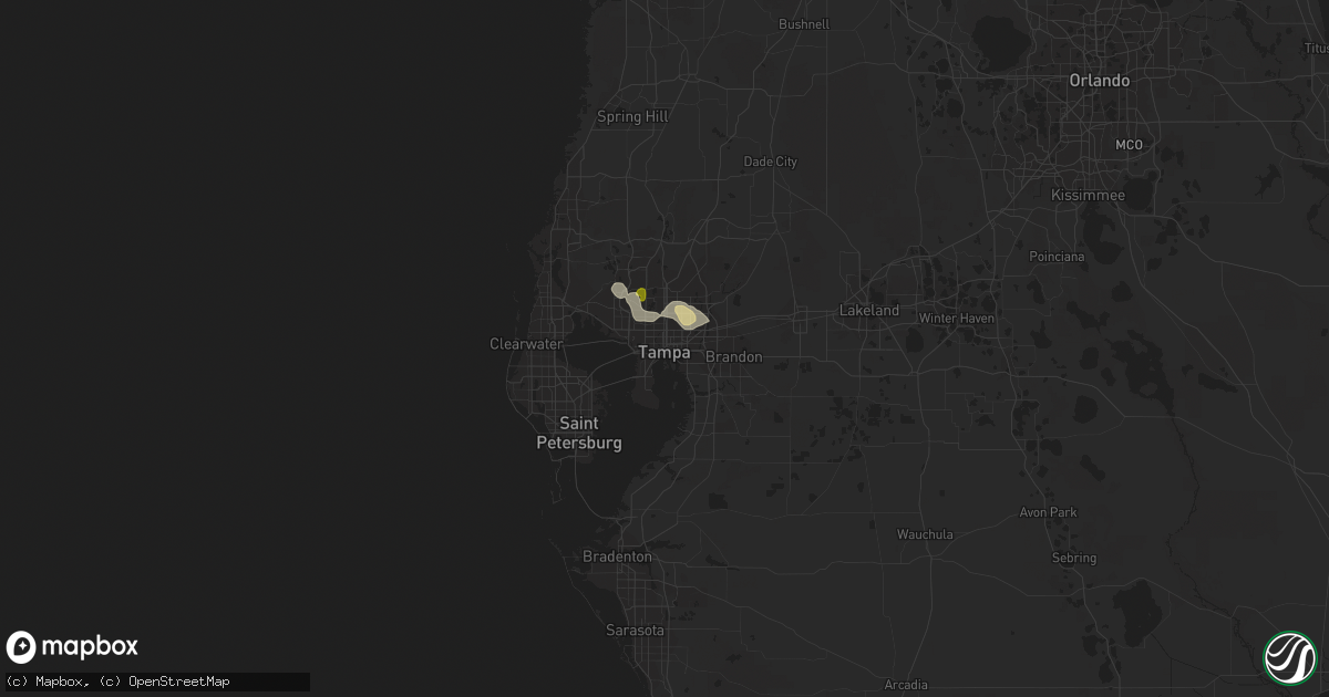 Hail map in Tampa, FL on May 29, 2014