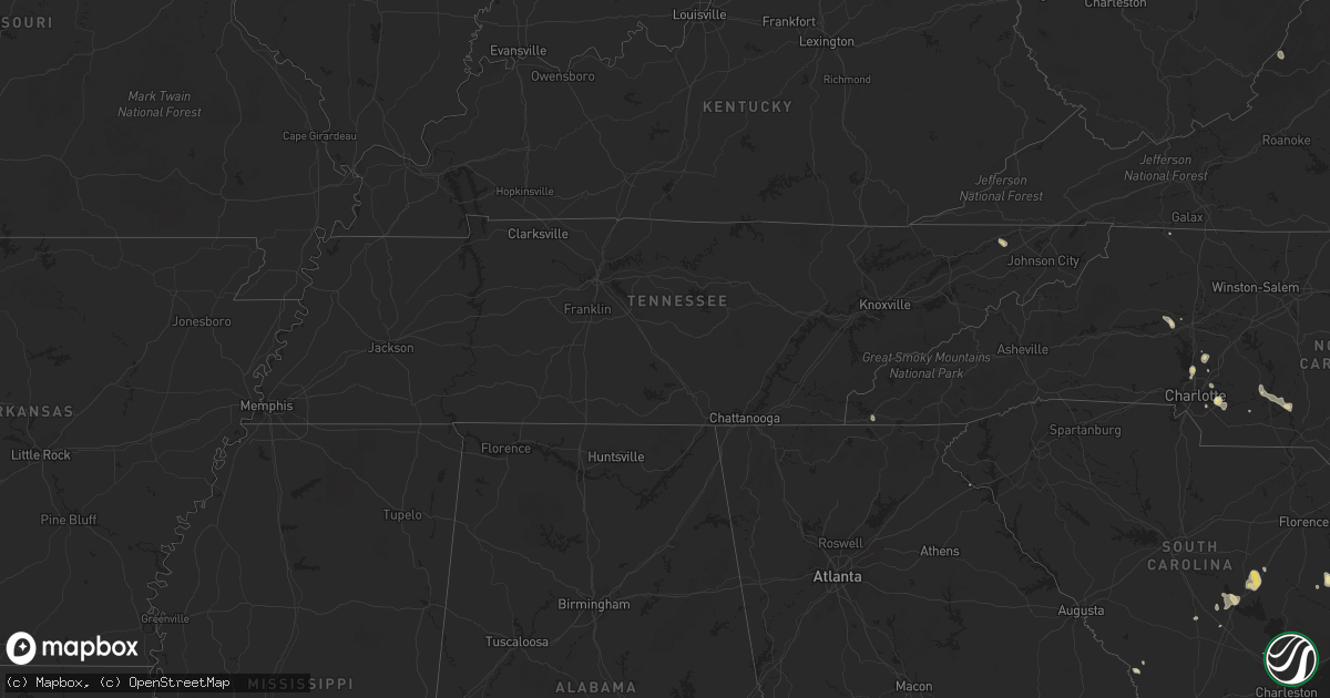 Hail map in Tennessee on May 29, 2014