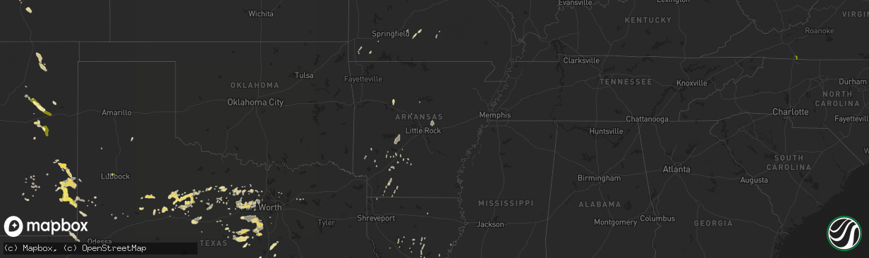 Hail map in Arkansas on May 29, 2015