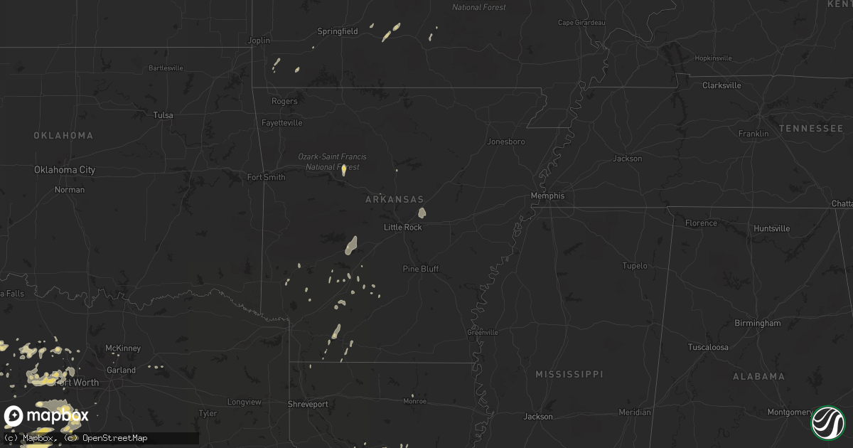 Hail map in Arkansas on May 29, 2015