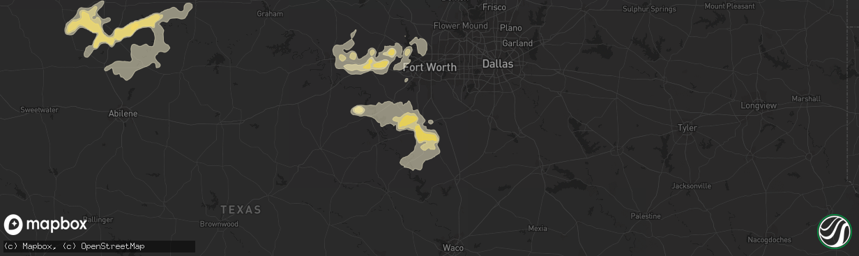 Hail map in Cleburne, TX on May 29, 2015