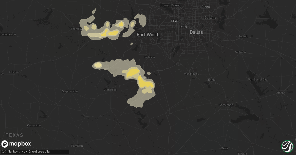 Hail map in Cleburne, TX on May 29, 2015
