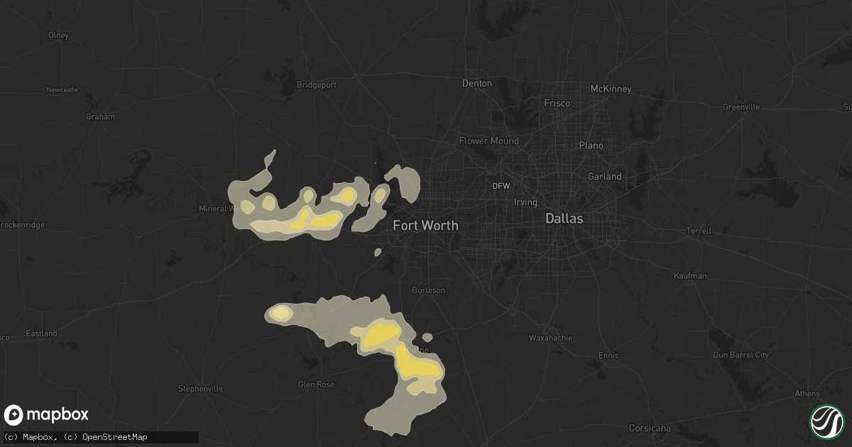 Hail map in Fort Worth, TX on May 29, 2015