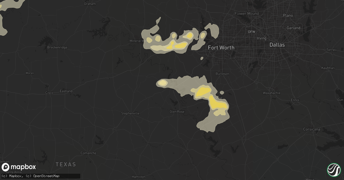 Hail map in Granbury, TX on May 29, 2015