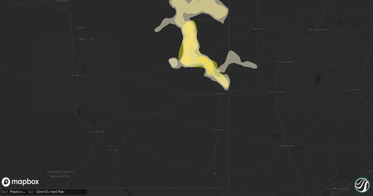 Hail map in Hobbs, NM on May 29, 2015
