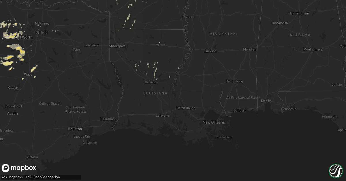 Hail map in Louisiana on May 29, 2015