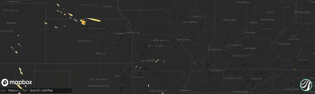 Hail map in Missouri on May 29, 2015