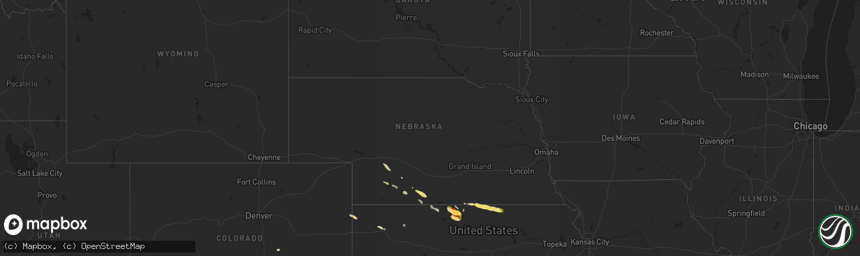 Hail map in Nebraska on May 29, 2015