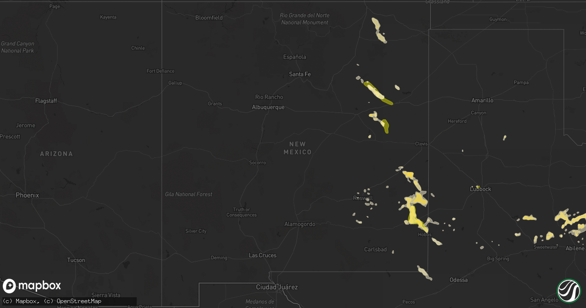 Hail map in New Mexico on May 29, 2015
