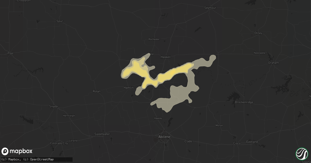Hail map in Stamford, TX on May 29, 2015