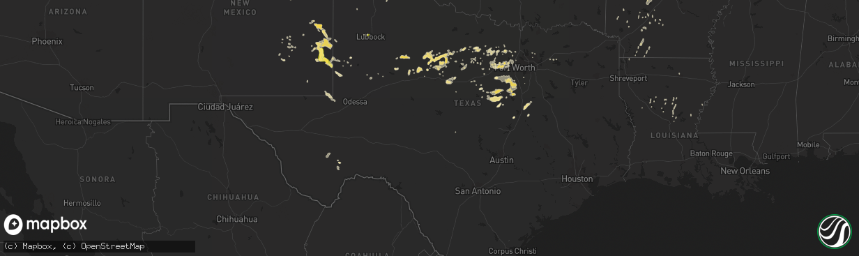 Hail map in Texas on May 29, 2015