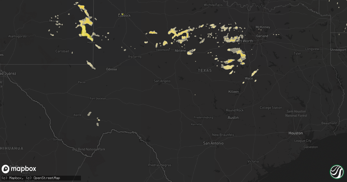 Hail map in Texas on May 29, 2015