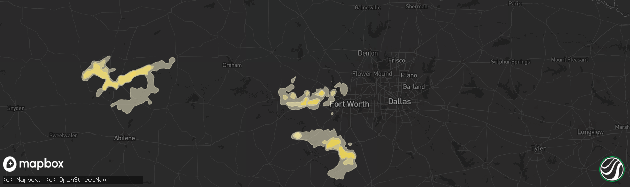 Hail map in Weatherford, TX on May 29, 2015