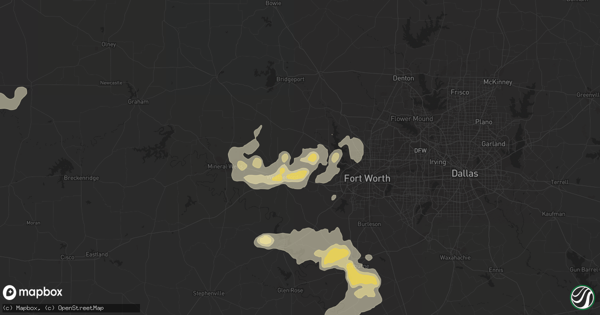 Hail map in Weatherford, TX on May 29, 2015