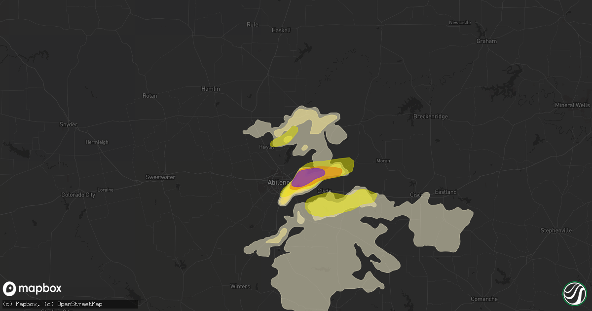 Hail map in Abilene, TX on May 29, 2016