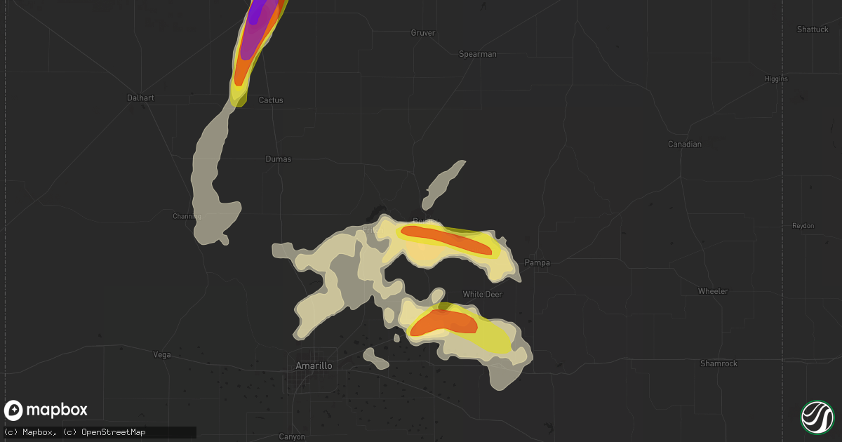 Hail map in Borger, TX on May 29, 2016