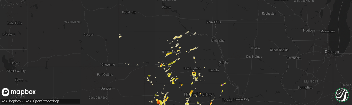 Hail map in Nebraska on May 29, 2016