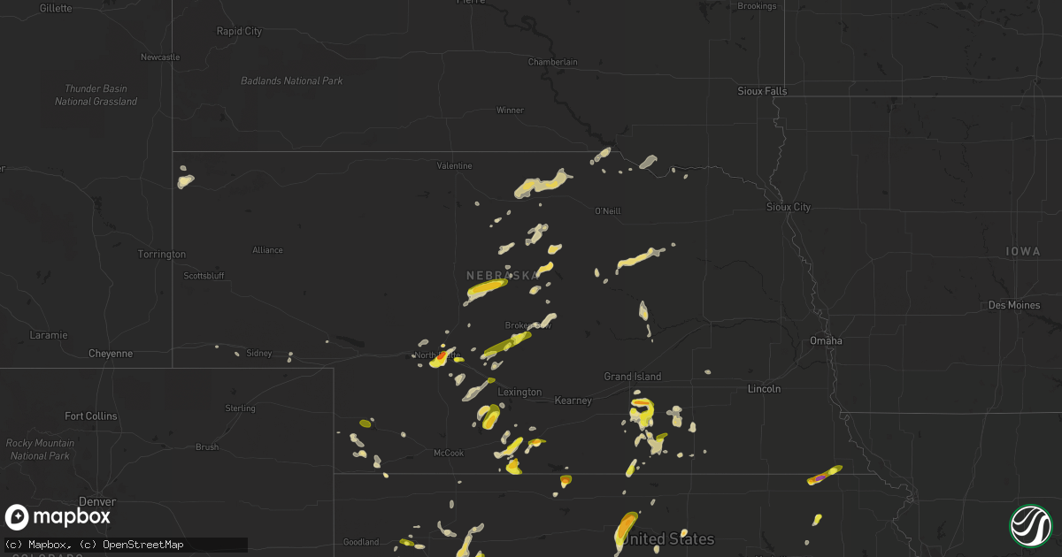 Hail map in Nebraska on May 29, 2016