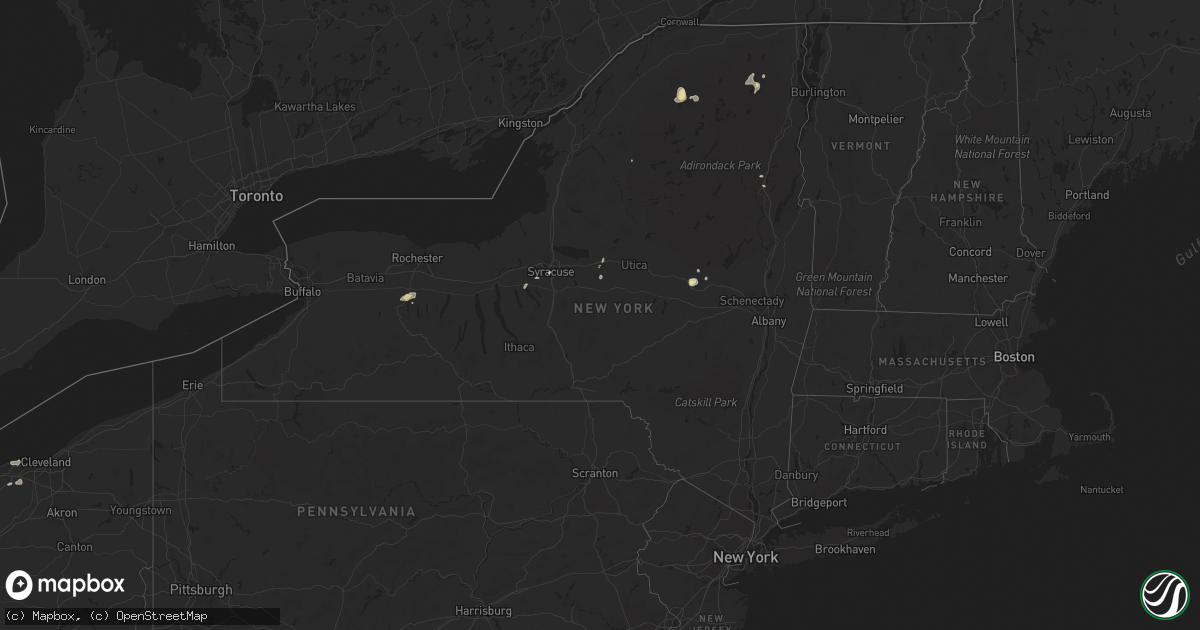 Hail map in New York on May 29, 2016