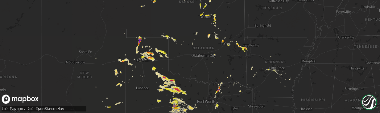 Hail map in Oklahoma on May 29, 2016