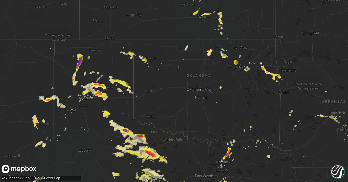 Hail map in Oklahoma on May 29, 2016