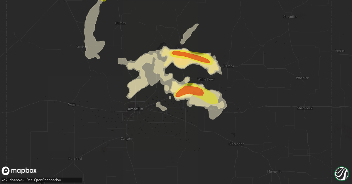 Hail map in Panhandle, TX on May 29, 2016