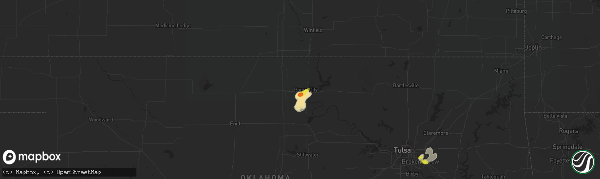 Hail map in Ponca City, OK on May 29, 2016