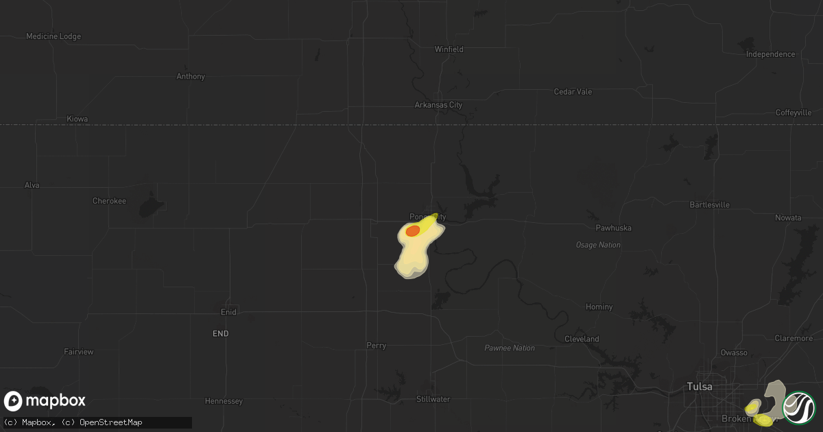 Hail map in Ponca City, OK on May 29, 2016