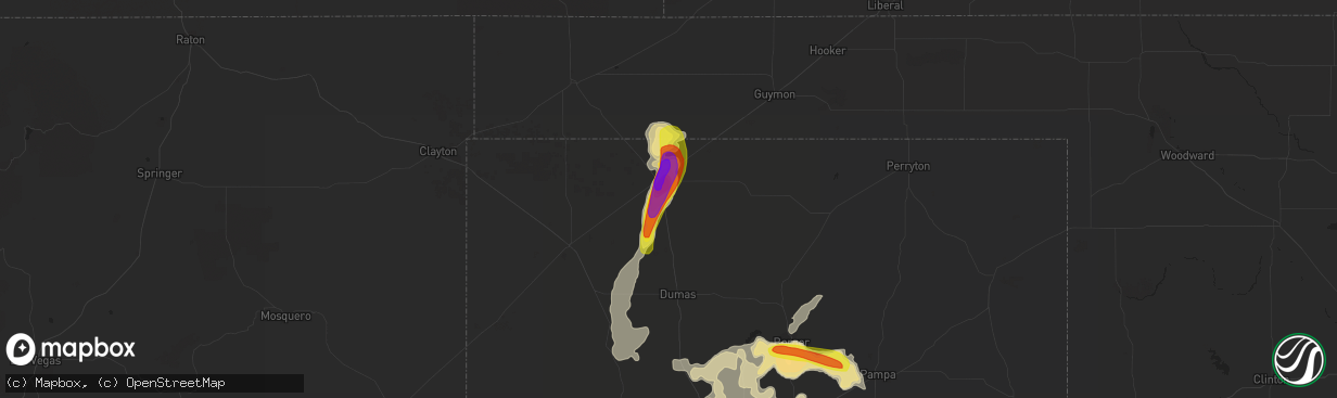 Hail map in Stratford, TX on May 29, 2016