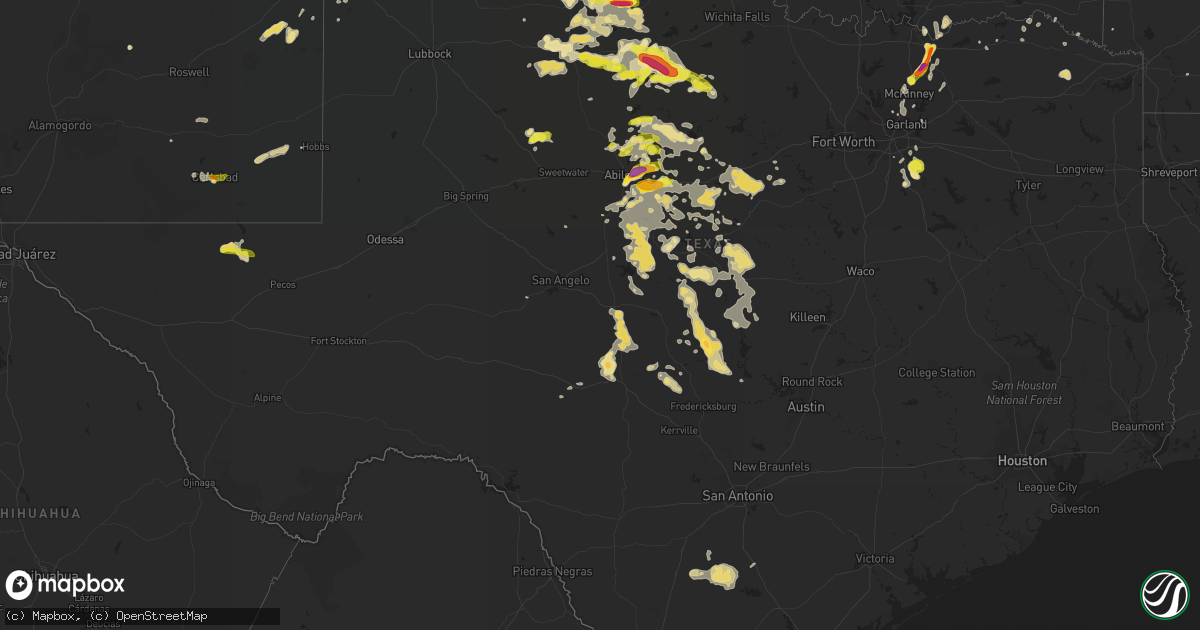 Hail map in Texas on May 29, 2016