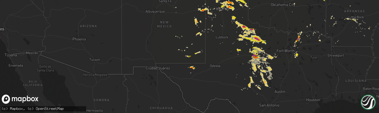 Hail map on May 29, 2016