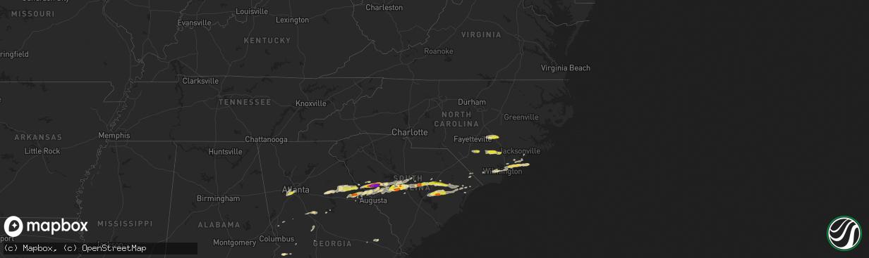Hail map in North Carolina on May 29, 2017