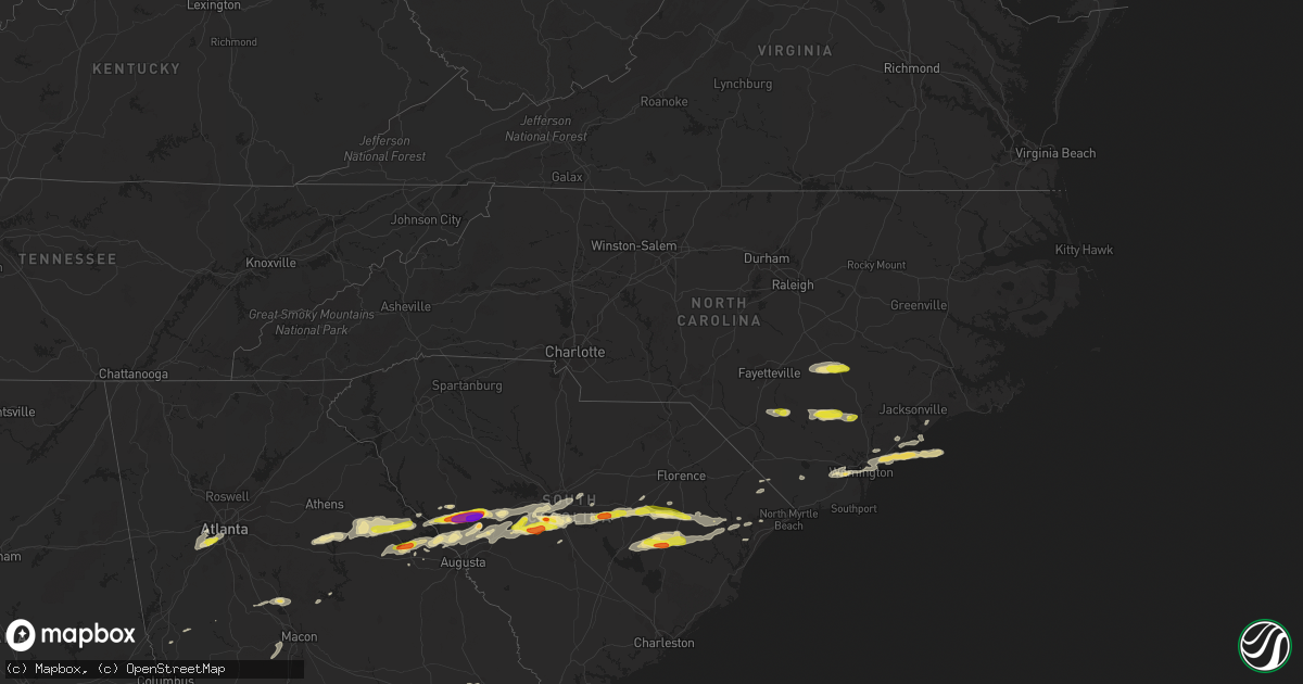 Hail map in North Carolina on May 29, 2017