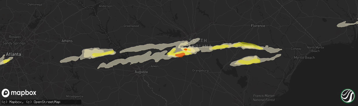 Hail map in Pelion, SC on May 29, 2017