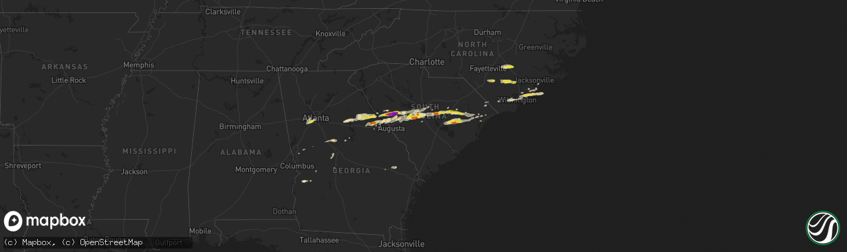 Hail map in South Carolina on May 29, 2017