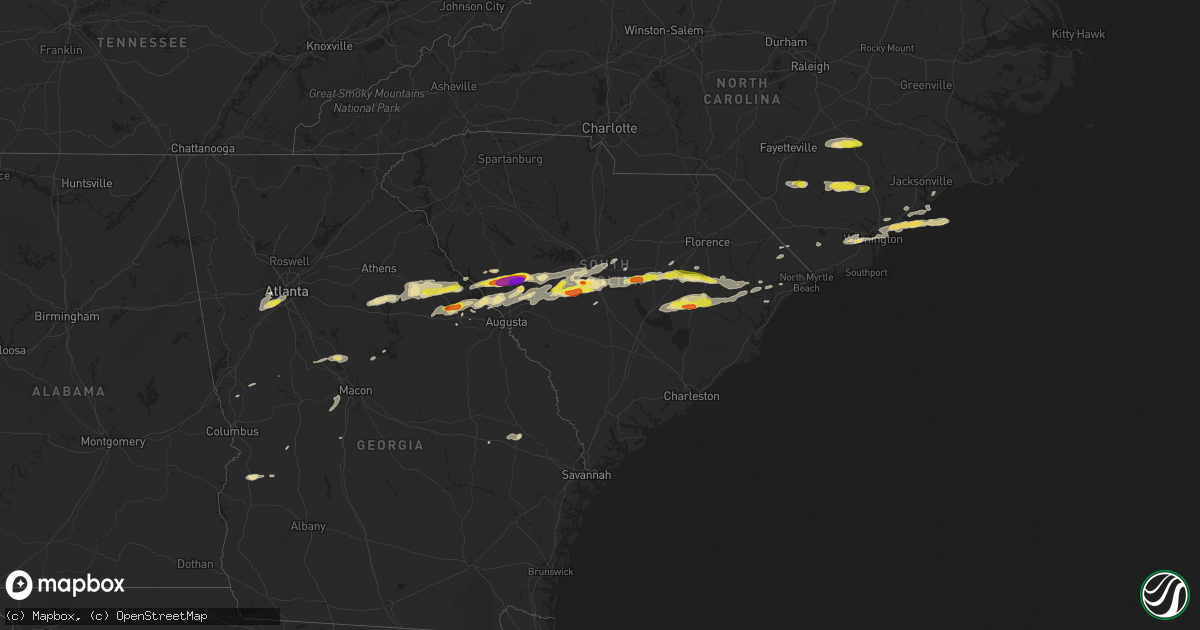 Hail map in South Carolina on May 29, 2017