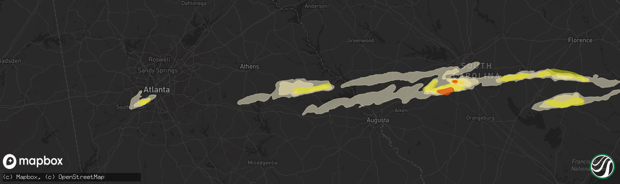 Hail map in Washington, GA on May 29, 2017