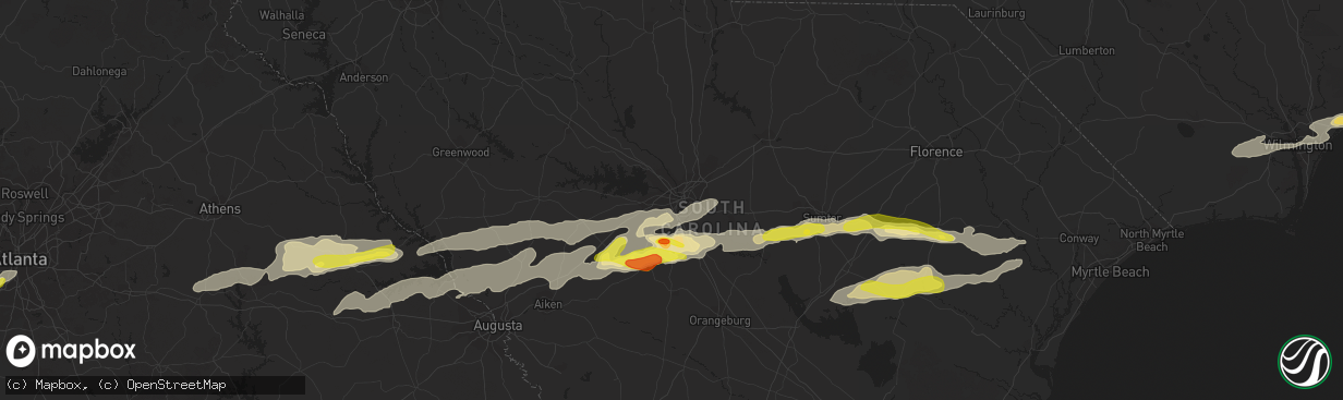 Hail map in West Columbia, SC on May 29, 2017