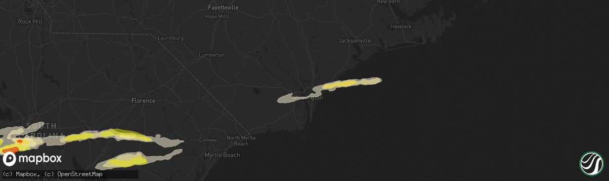 Hail map in Wilmington, NC on May 29, 2017