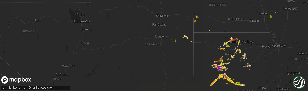 Hail map in Colorado on May 29, 2018