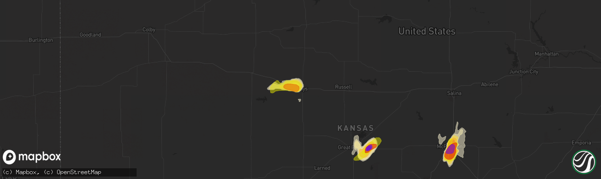 Hail map in Hays, KS on May 29, 2018