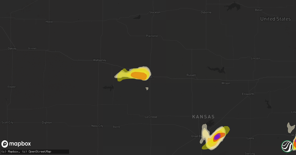 Hail map in Hays, KS on May 29, 2018
