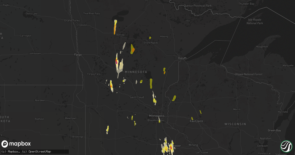 Hail map in Minnesota on May 29, 2018