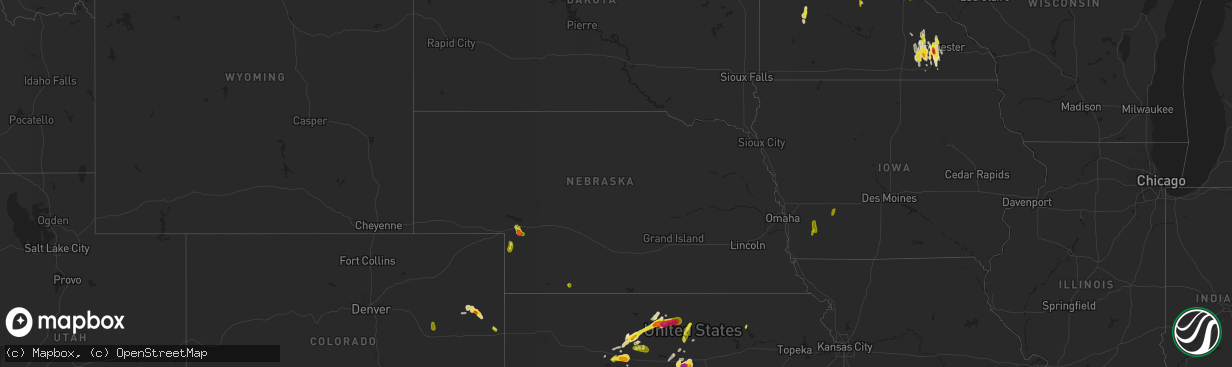 Hail map in Nebraska on May 29, 2018