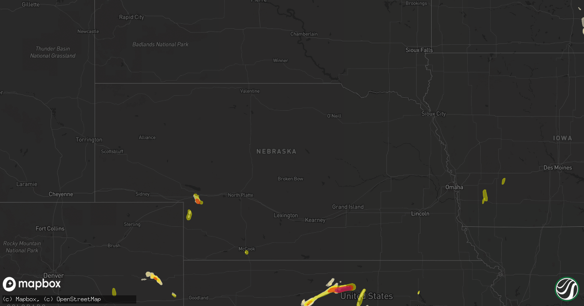 Hail map in Nebraska on May 29, 2018