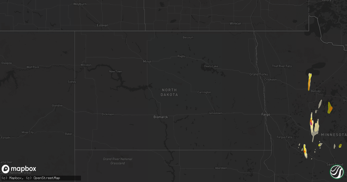 Hail map in North Dakota on May 29, 2018