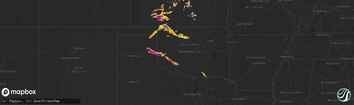 Hail map in Oklahoma on May 29, 2018