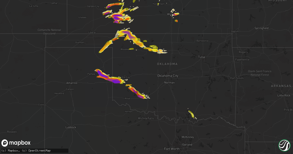 Hail map in Oklahoma on May 29, 2018