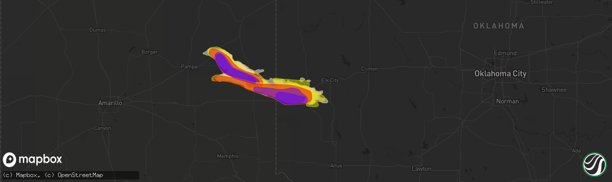 Hail map in Sayre, OK on May 29, 2018