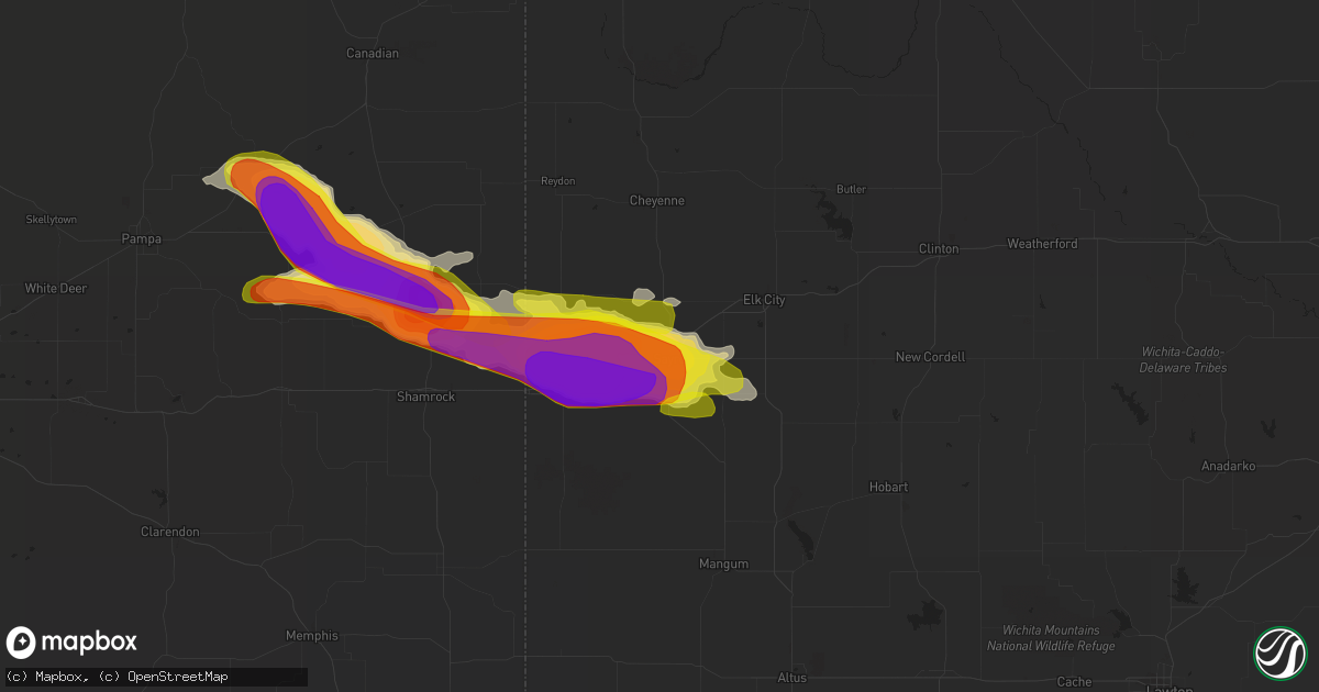 Hail map in Sayre, OK on May 29, 2018